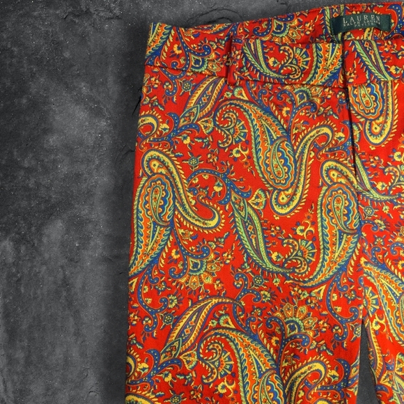 Lauren Ralph Lauren Red Paisley Straight Leg Women's Slacks sz 2P - Picture 2 of 5